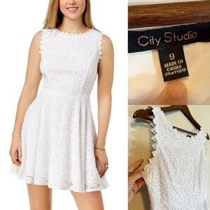 City Studio White Floral Lace Mini Dress-Size 9-NWT